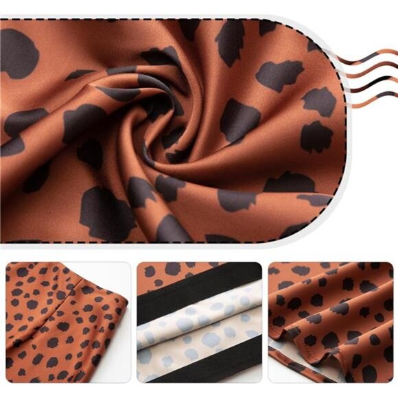 Womens Leopard Print Skirt Trendy Summer Midi Long Length Silk Satin High Waist - Picture 3 of 7